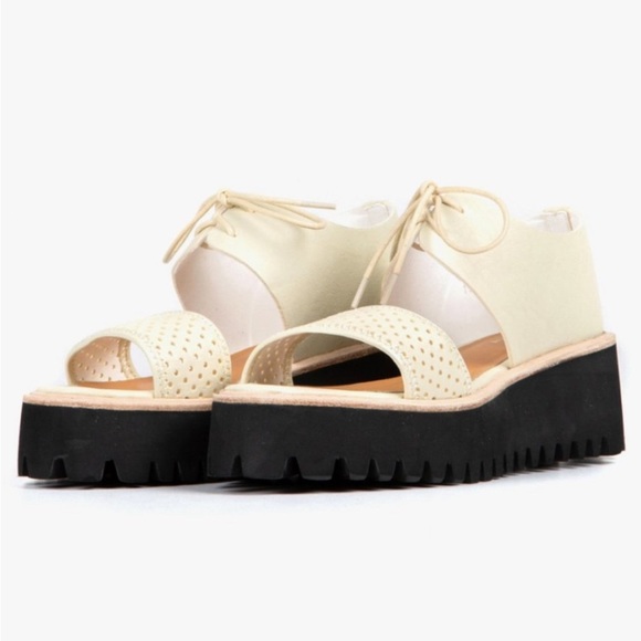 ALL BLACK Perforated Flatform Band Lace-Up Sandal 8-38 Anthropologie - Picture 1 of 8